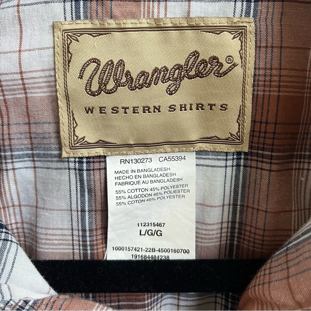 Wrangler Pearl Snap Button Short Sleeve Men's Collared Shirt Size Large - Picture 5 of 6